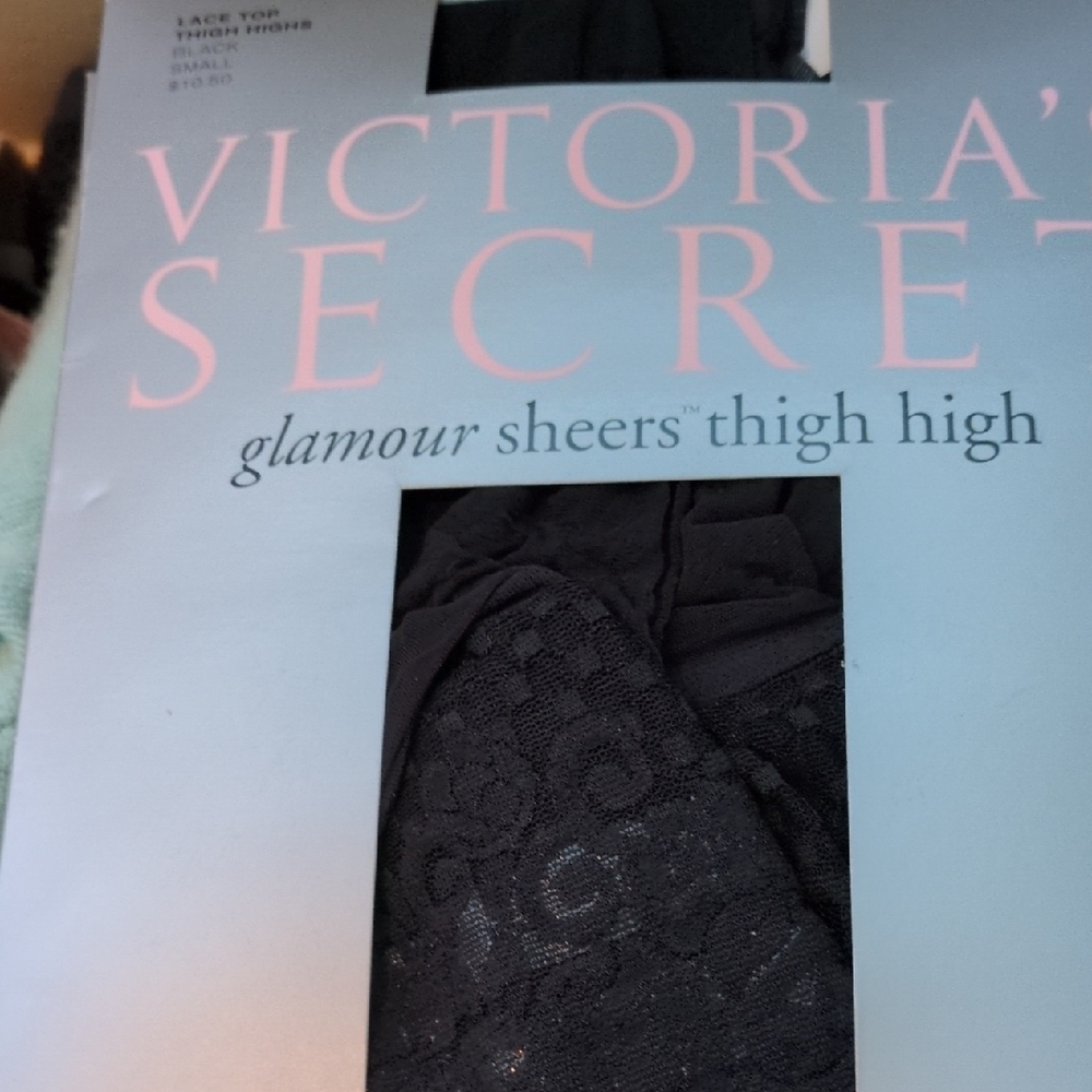 Victoria's Secret Black Glamour Sheers Thigh Highs